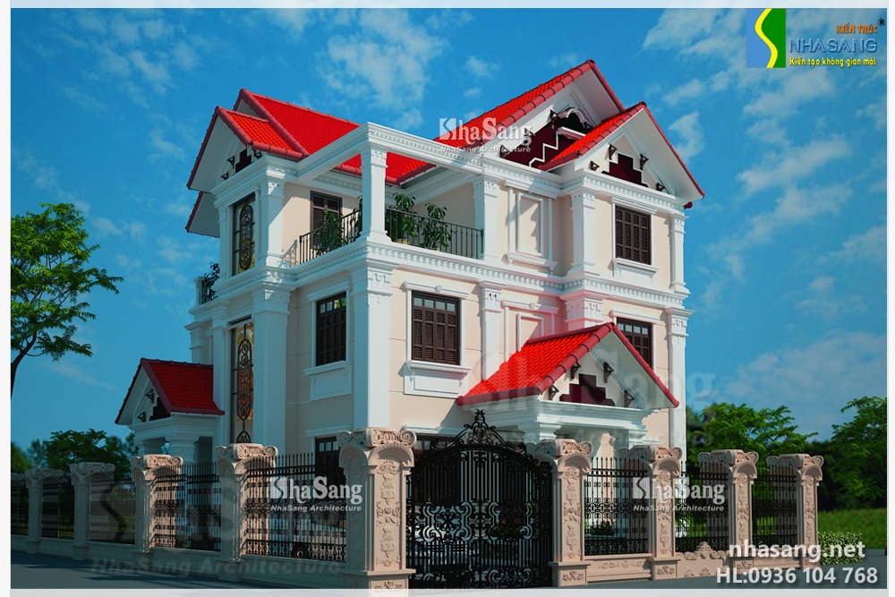 mẫu thiết kế nhà biệt thự 3 tầng kiểu tân cổ điển đẹp